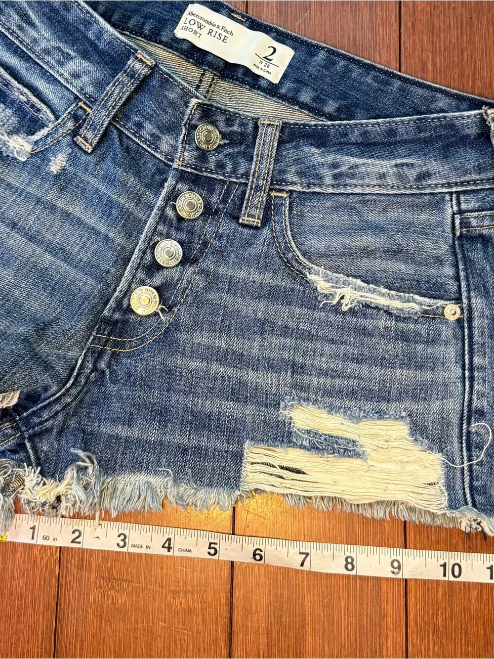 Abercrombie & Fitch Distressed Low Rise Denim Shorts - Size 2